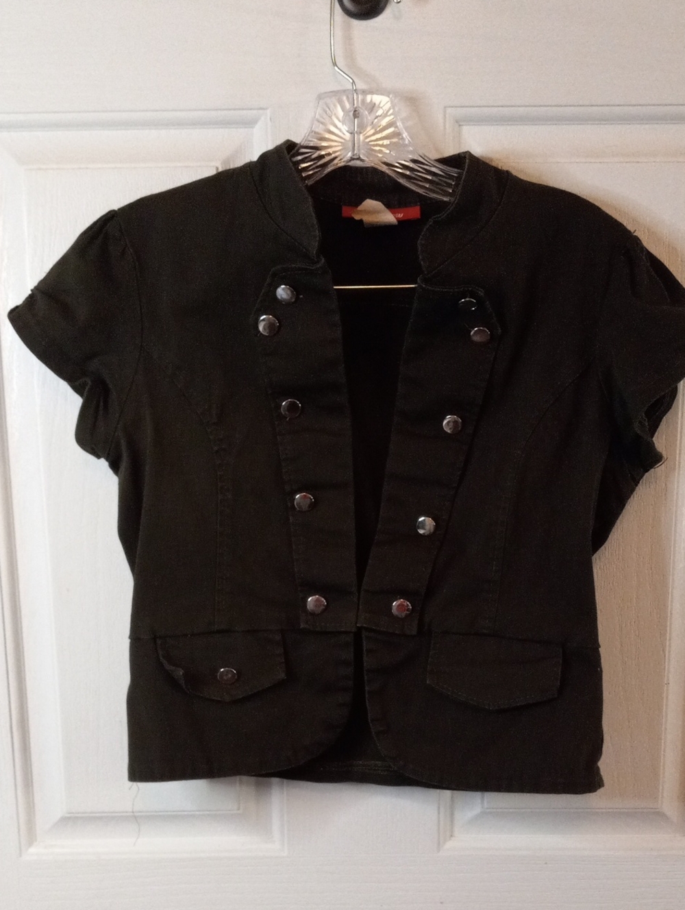 Rainbow dark olive-green military style crop vest girl's size Large